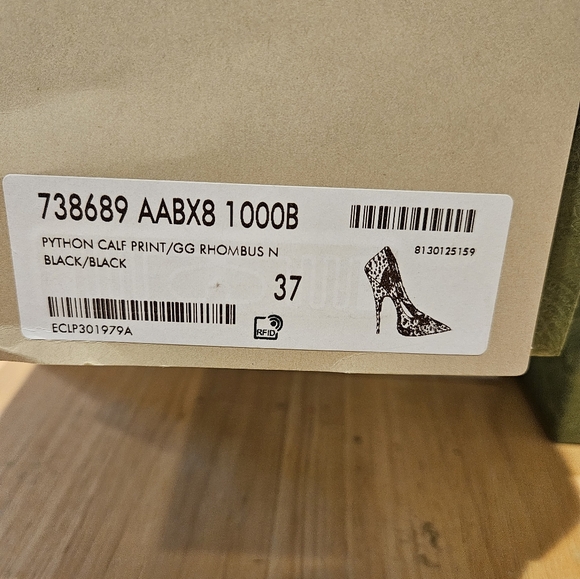 New Gucci Calf Leather Python Print GG Logo High Heels Shoes Size 37 / US 7 - Picture 8 of 8